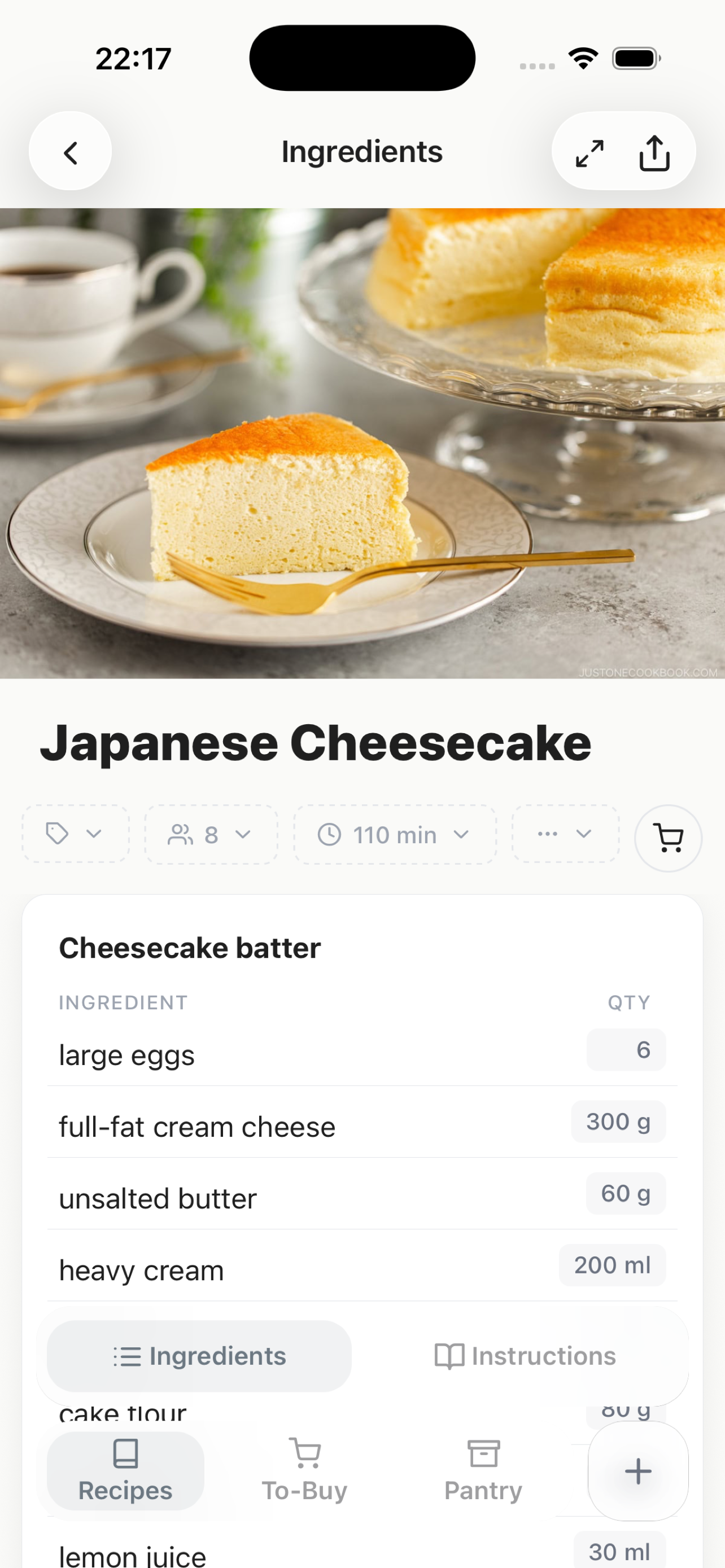 CookNotes 菜谱详情与食材界面