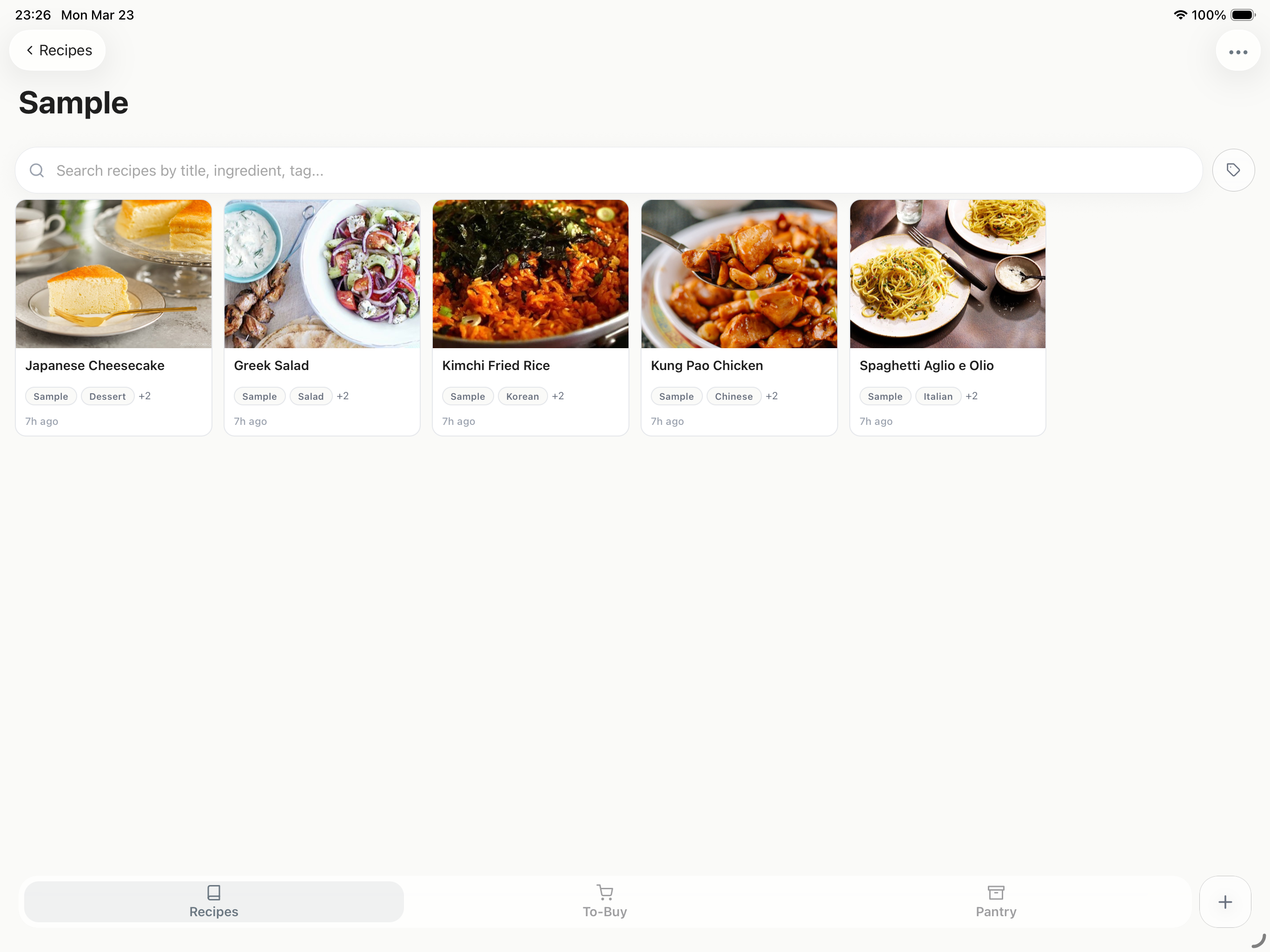 CookNotes 菜谱列表与搜索界面